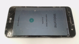 LG X Charge M327 Cellphone (Gray 16GB) Cricket CRACKED GLAS/BRIGHT SPOTS