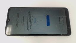 LG K51 LM-L500UM (Black 32GB) Verizon CRCKED GLAS/BROWN STAINS/CHIPPED TRAY