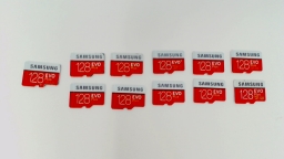 Lot of 11 - 128GB Samsung Evo Plus (Red) Micro SD Memory Cards