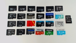 Lot of  21 - 128GB Various Brands Micro SD Memory Cards