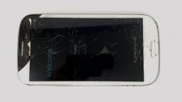 Samsung Galaxy SIII SPH-L710 (White 16GB) Sprint CRACKED GLAS WORN REAR BROWN