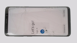 Samsung Galaxy S9 SM-G960U1 (Black 64GB 4GB) Unlocked CRACKED GLAS BLACK SPOT