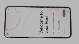 Google Pixel 5 GD1YQ Cellphone (Black 128GB) Google Fi CRACKED GLAS NO TRAY