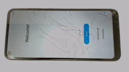 Samsung Galaxy A11 SM-A115A (Black 32GB 2GB) AT&T CRACKED GLAS PINK TINT